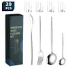 Juego de Cuchillo, Tenedor y Cuchara Portuguesa de Acero Inoxidable, Set de 16 Piezas, 20 Piezas, 24 Piezas para Hotel, Restaurante, Cuchillo para Filete, Tenedor, Cuchara de Postre, Tenedor de Fruta