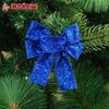 Laço de decoração de Natal de 10 cm com glitter em pó, decoração de feriado, pingente de árvore de Natal