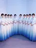 "Mil Milhas de Rios e Montanhas" Traje de performance para coro adulto estilo chinês para homens e mulheres, vestido com gola alta, saia longa, fantasia de performance, traje vermelho para competição de canto