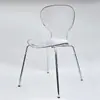 Procesamiento Silla de Comedor Transparente Personalizada Hierro Plástico Cristal Silla Taburete Acrílico ins Creativo Hogar Silla con Respaldo