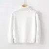 Suéteres de Algodón de Cuello Alto al por Mayor Transfronterizos para Niños y Niñas, Color Sólido Otoño e Invierno, Base Cálida de Punto de Manga Larga