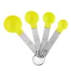 Aço inoxidável 430 cabo colher medidora copo medidor plástico conjunto de 8 peças com escala terno de colheres medidoras ferramentas de panificação atacado