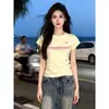 2026 Nuevo Estilo Puro Deseo Chica Caliente Estilo Verano Casual Único Nicho Cuello Redondo Camiseta Corta Mujer Corte Delgado Versátil Top