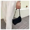 Bolsa de tela artística estilo coreano, bolso de hombro de pana simple y casual para mujer, minibolso cruzado de color liso, bolso de mano de lona
