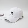 Gorra de béisbol de algodón estilo japonés con visera grande y sencilla con letra R para mujer, primavera y verano, estilo coreano, moderna gorra de béisbol de calle para hombre.