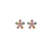 Yilu Color Plata Turmalina Plata de Ley S925 Chapado en Oro Rosa Forma de Gota de Flor Facetada Incrustaciones Pendientes Al por Mayor