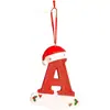 Iniciais de Natal com Chapéu Vermelho Decoração de Letras, Enfeite Pendurado para Árvore de Natal DIY Pingentes Personalizados Presentes