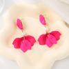 Pendientes Largos Rojos con Forma de Hoja y Pétalos Estilo Coreano Elegantes y de Moda Pendientes Estilo Europeo y Americano