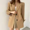 Blazer holgado versátil retro chic coreano de talla actualizada para mujer, nuevo top básico de color liso para otoño