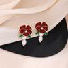 Pendientes Colgantes de Aguja de Plata Retro Francés Camelia Perla Estilo Mori Lujo Ligero Moda de Alta Gama Pendientes Elegantes para Mujer