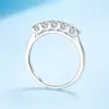 Anillo de Plata de Ley 925 para Mujer con Fila Única de Diamantes y Moissanita, Sencillo y Apilable, Regalo de Cumpleaños para Novia, Anillo de Diamantes