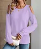 2025 Europeos y Americanos Transfronterizos Amazon Temu Otoño e Invierno Nuevas Blusas Holgadas Descubiertas de Hombro Camisetas Casuales de Manga Larga para Mujer