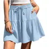 2026 Verano Nuevo Ropa Femenina Transfronteriza Amazon Wish Comercio Exterior Europeo y Americano Color Sólido Holgado Casual Falda con Cordón