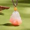 Colgante Buda Flor de Durazno Seda Dorada de Xinjiang Regalo para Novia, Mitad Rosa Mitad Blanca, Artículo de Regalo Flor de Hielo, Tallado Exquisito