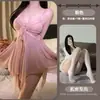 Gato Noturno Lingerie Erótica Doce Renda de Malha Patchwork Decote Profundo Tentação Sexy Transparente Costas Abertas Camisola Pijama para Casa