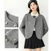 Outono/Inverno 2026 Novo Estilo Pequeno Estilo Chanel Jaqueta Curta de Lã Dupla Face Feminina Lapela Dupla Gola Redonda Petite Casual