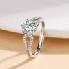 Anillo de Zirconia Imitación Moissanita Ocho Corazones y Ocho Flechas para Mujeres y Hombres Anillo de Boda de Seis Garras Transfronterizo Douyin Kuaishou Celebridad de Internet Transmisión en Vivo Venta al por Mayor