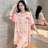 Falda de Seda Hielo Primavera y Verano Cárdigan con Solapa Bata de Noche para Mujer Ropa de Casa de Algodón Se Puede Usar Afuera Pijama [13 Diseños]
