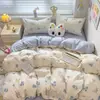 Conjunto de Quatro Peças de Algodão Espesso Outono e Inverno Ins Dormir Nu Algodão Puro Lençóis de Cama Capa de Edredom Classe A Cama de Dormitório Conjunto de Três Peças Escovado