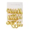 Brincos de Franja Simples Criativos Personalidade Forma de C Gota d'Água Grão Conjunto de 9 Peças Atacado Luxo Leve Toque de Alta Qualidade Estilo Férias
