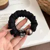 Diadema de Pelo Pequeña Intestino de Alta Gama con Pedrería Estilo Coreano para Mujer, Cuerda para el Cabello de Tela Plegada Morada, Diadema Versátil Accesorio para el Cabello, Banda Elástica de Goma