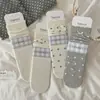 Calcetines de encaje estilo ballet con estrella, hasta la pantorrilla, para mujer, estilo coreano dulce, calcetines holgados con lazo para primavera y verano, calcetines estilo universitario