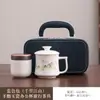 Juego Completo de Juego de Té Kung Fu Hecho de Porcelana de Jade Grasa de Oveja, Gaiwan Cerámico Simple Estilo Chino para Uso Doméstico, Tetera y Tazas para Oficina