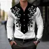 Camisa Retro de Manga Larga para Hombre Estilo Occidental Europeo y Americano Transfronteriza Moda Impresión 3D Casual de Botones Solos