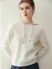 Suéter de punto casual con capucha 100% cachemira para otoño e invierno, elegante y de corte holgado, top cálido y estilizado