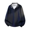 Sudadera de media cremallera para hombre para primavera y otoño, cuello camisero a cuadros, diseño de dos piezas falso, top tipo jersey holgado, chaqueta estilo callejero americano