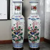 Jarrón Grande de Cerámica Azul y Blanco con Paisaje de Jingdezhen de Pie para Decorar Ambos Lados del Mueble de TV, Adecuado para Inauguraciones de Empresas u Hoteles, Regalo de Inauguración de Casa