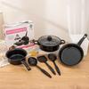 Juego de Ollas de Exportación de Comercio Exterior de 7 Piezas Sevenpieceset Wok Fondo Plano Sartén Pequeña Olla para Sopa Juego de Palas Olla