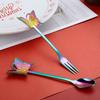 Cuchara de acero inoxidable 304 con forma de mariposa, tenedor para mezclar frutas, tenedor decorativo para café y postre, cuchara para sopa
