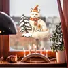 Divertido-f1262 Minimalista nórdico Navidad padre-hijo zorro blanco balcón exterior ventana de cristal embellecimiento del hogar pegatina de ventana UV