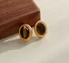 Versátil Serie de Pendientes Estilo Maillard Retro Piedra Ojo de Tigre Color Caramelo, Pendientes Exquisitos y Lujosos de Otoño e Invierno al por Mayor