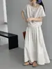 Então Conjunto de Verão Estilo Coreano Prático Top de Manga Curta com Amarração Lateral + Saia Conjunto de Duas Peças Feminino 2722