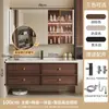 Nuevo mueble de baño de estilo minimalista con lavabo integrado de cerámica, armario espejo multifuncional de almacenamiento y combinación de madera maciza