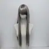Peluca de cosplay de pelo largo con parche para un ojo en un lado y flequillo lateral, adecuada para convenciones de anime, estilo bidimensional, peluca de cabeza completa de fibra sintética de alta temperatura