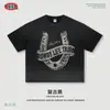 Ropa para Hombre Estilo Retro Americano Occidental Algodón Puro Estampado Holgado Corte Caja Camiseta Estampada de Manga Corta para Hombre