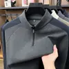 Camiseta de gola alta com zíper de alta qualidade masculina transfronteiriça, camiseta básica casual versátil masculina para primavera e outono, moletom de pai