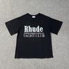 Comercio Exterior Transfronterizo Retro High Street RHUDE Verano Estampado LOGO Holgado Casual Colección de Moda Camiseta de Manga Corta