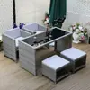Silla de ratán para exteriores combinación de tres piezas mesa y sillas pequeñas de ocio para patio de jardín balcón pequeño muebles de exterior mesa y sillas de ratán mesa de centro