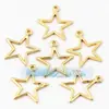 Accesorios para Joyería DIY Cobre Puro Microincrustado Calado Cruz Estrella de Cinco Puntas Estrella de Cinco Puntas Colgante Pequeño