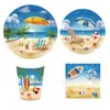 Mm176 Playa Verano Costa Marítima Tema Fiesta de Cumpleaños Vajilla para 8 Personas Set de 4 Piezas Plato de Papel Vaso de Papel Servilleta