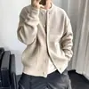 Nuevo suéter cárdigan de otoño e invierno para hombre, moda estilo coreano, versátil casual de color liso, chaqueta tejida de estilo relajado