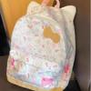 Mochila japonesa de Hello Kitty con lazo, bonita y dulce, con orejas de gato, de gran capacidad y moderna.