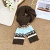 Cachecol de Tricô Jacquard Estilo Fair Isle Retrô para Mulheres no Outono e Inverno, Peça de Alto Padrão, Cachecol e Xale de Lã Quente e à Prova de Frio