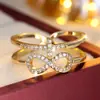 Anillo Abierto con Símbolo Infinito Cruzado de Comercio Exterior Europeo y Americano Anillo de Dedo con Diseño de Personalidad y Sentido de Diseño Venta Caliente Incrustado con Circonita