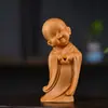 Cuatro Monjes Pequeños de Madera de Tuya Adornos de Mano, Cuatro Monjes Pequeños Que No Escuchan, No Hablan, No Miran, No Se Mueven, Adornos para Oficina en Casa