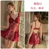 Precioso y sexy bustier de malla fruncida con escote en V pronunciado, acolchado, con camisola de encaje floral, camisón y bata, conjunto para casa 6803